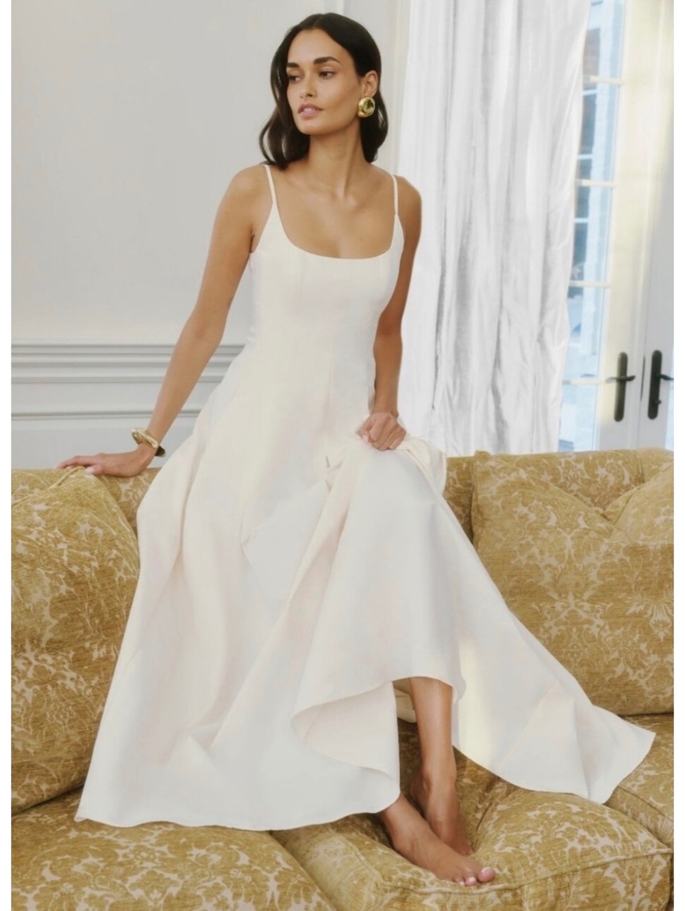 NWT o.p.t by Few Moda Ziva Maxi Full Skirt Fitted Gown Dress Size 4 Ivory